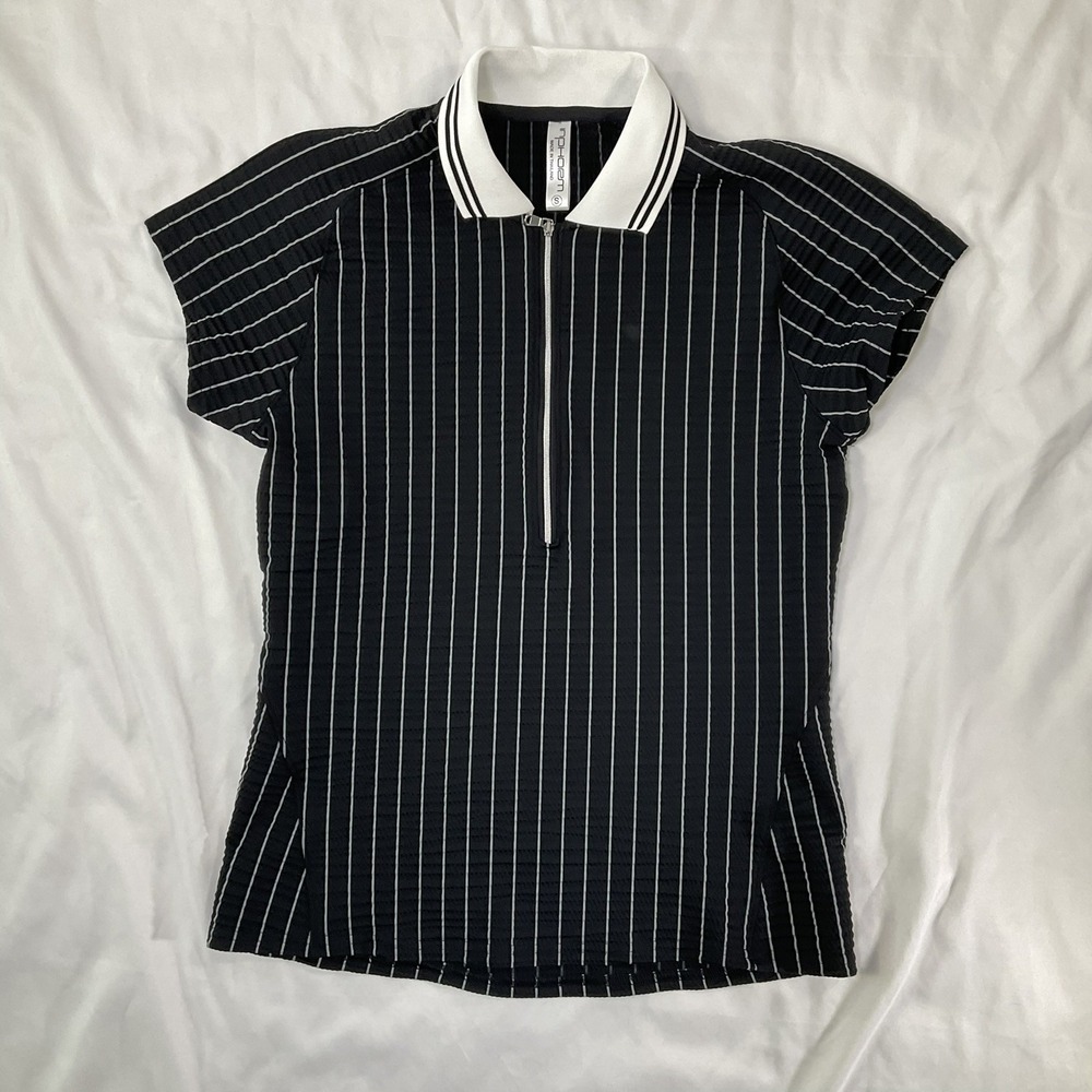 Inphorm Women Black/White Stripe Tennis Golf Pickle Ball Textured Sz S Sport 552 - Picture 1 of 12